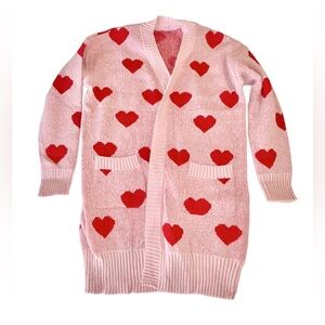 Pink and Red Heart Duster Cardigan Women’s Size Large/Extra Large
